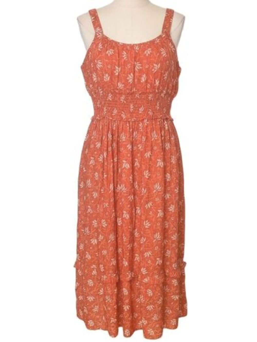 Sundance Artful Ari Dress Large Coral Floral Cotton Maxi Boho Cottagecore